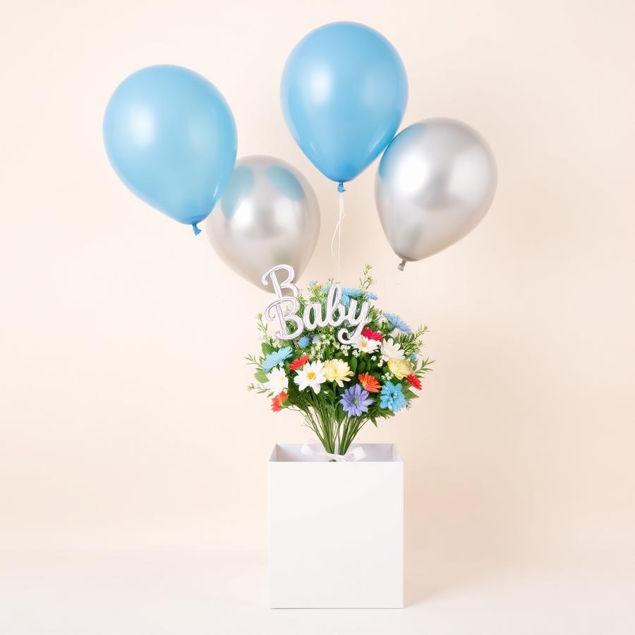 Box de ballons helium Bienvenue Bebe