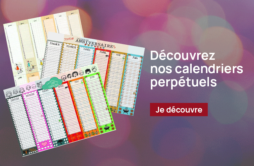 Calendrier anniversaire perpétuel illustré, sans année