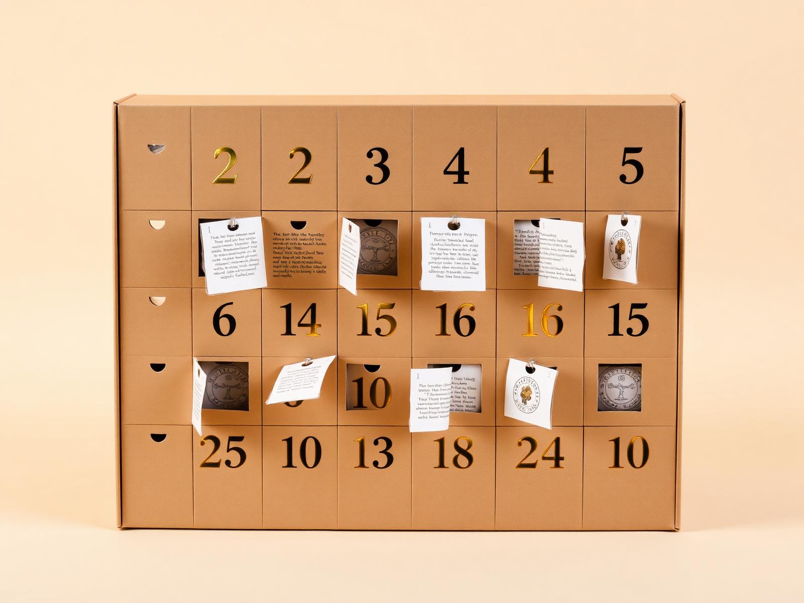Calendrier de l'Avent personnalisé pour entreprise, cases à ouvrir et à détacher